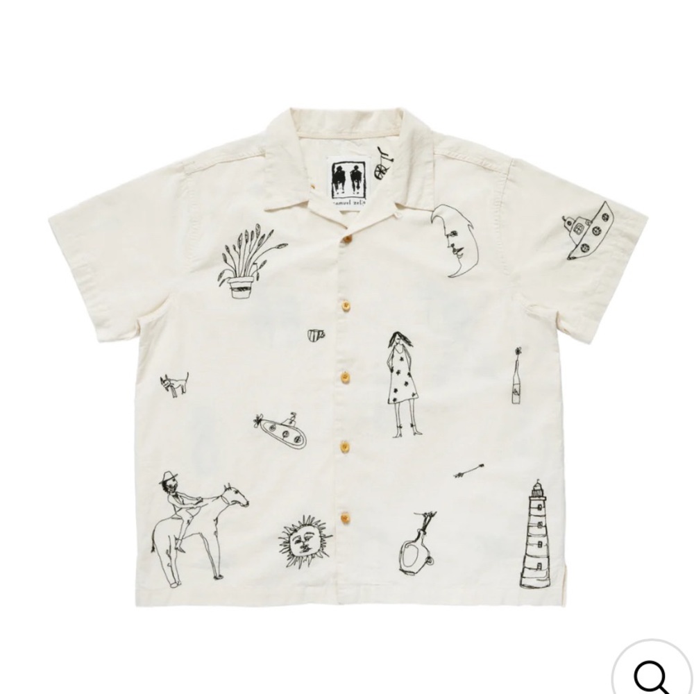 Samuel Zelig Embroidered Camp Shirt SZ Small